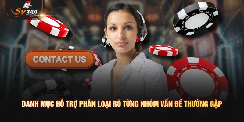 Danh mục hỗ trợ phân loại rõ từng nhóm vấn đề thường gặp